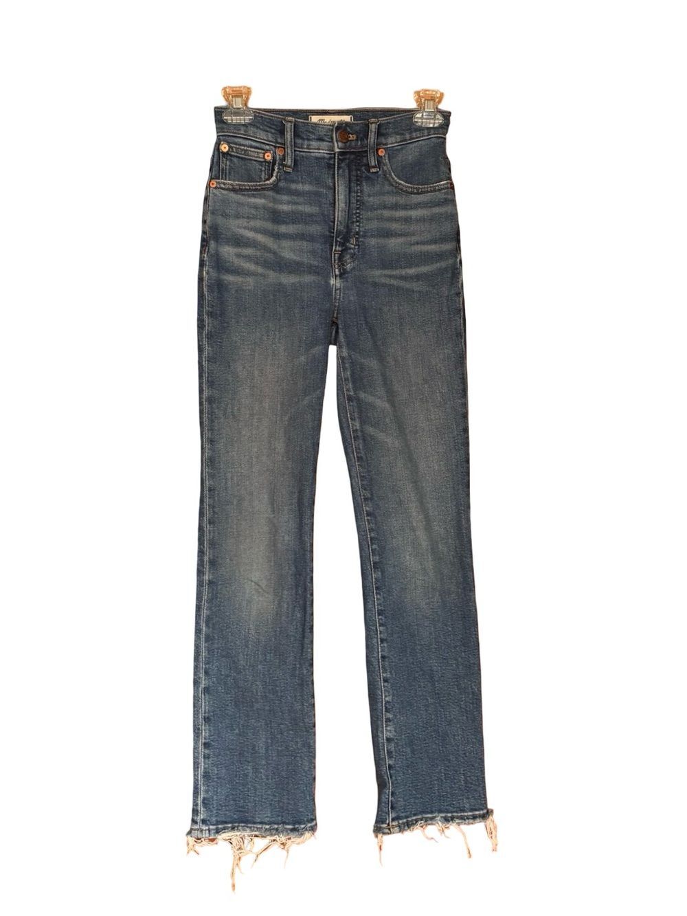 Madewell Slim Demi-Boot Straight Leg High Rise Jeans Faded Blue Sz 23